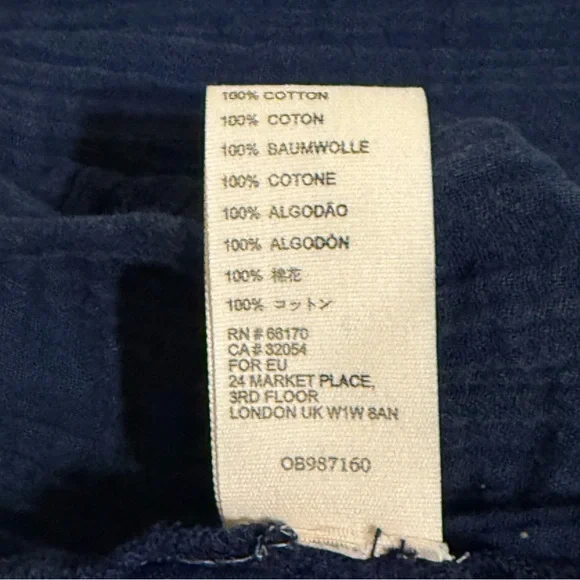 New Free People Denim Distressed Blue Smocked Mini Dress Tunic Cotton Host Pick - Picture 9 of 15